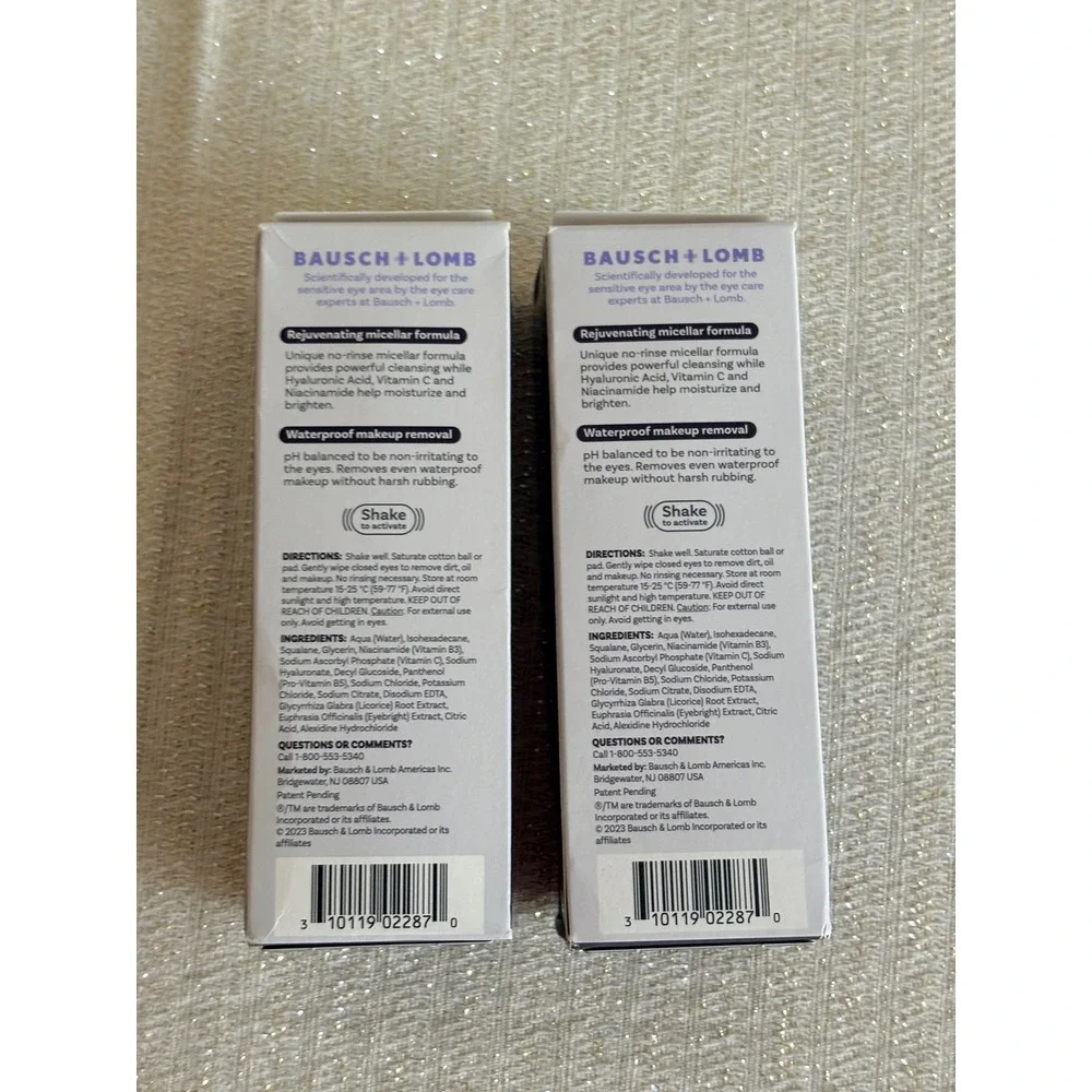 Bausch + Lomb Lumify Eye Illuminations 5.4oz New 2pk‎ Micellar Cleansing Water